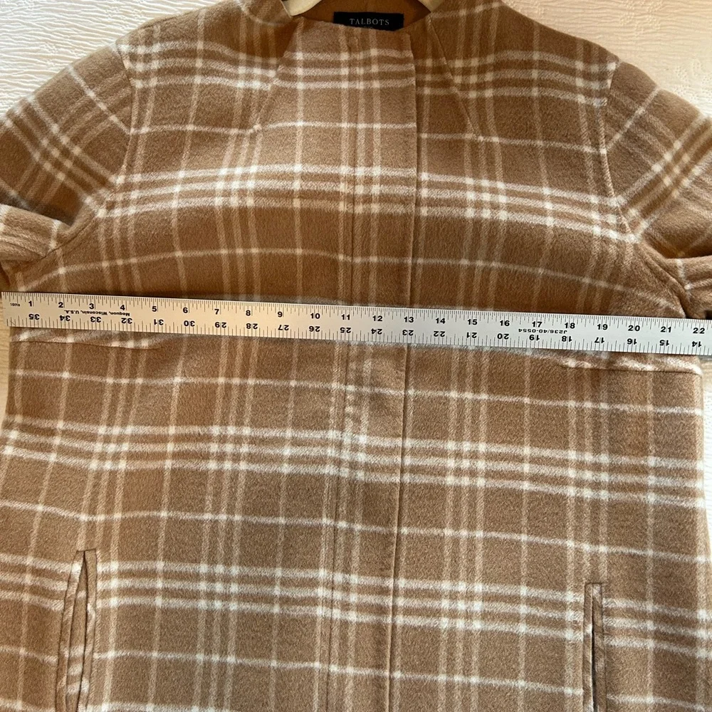Talbots Wool Coat Jacket tan cream plaid size 1X - Picture 11 of 15